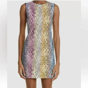 NWT Missoni Metallic Crochet Knit Dress Rainbow Stripe Small IT40 Mini New Rare